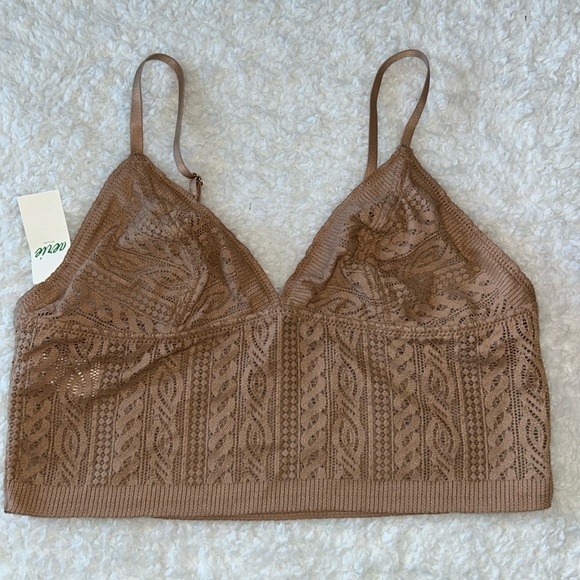 Aerie Longline Lace Bralette Size Small Tan NWT - Picture 1 of 5